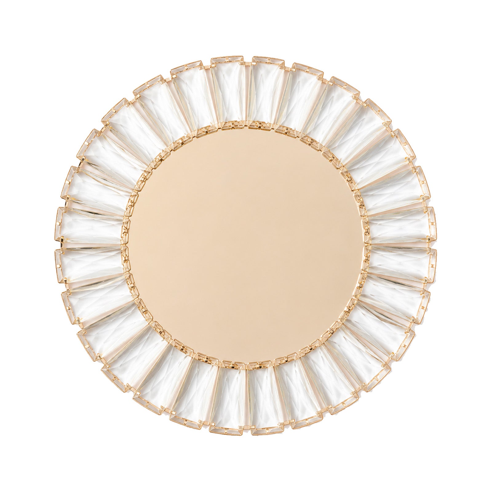 Alternative view of 2 Pack Crystal Pendant Metal Charger Plates – 14" Round Gold Mirror Glass Decorative Table Chargers